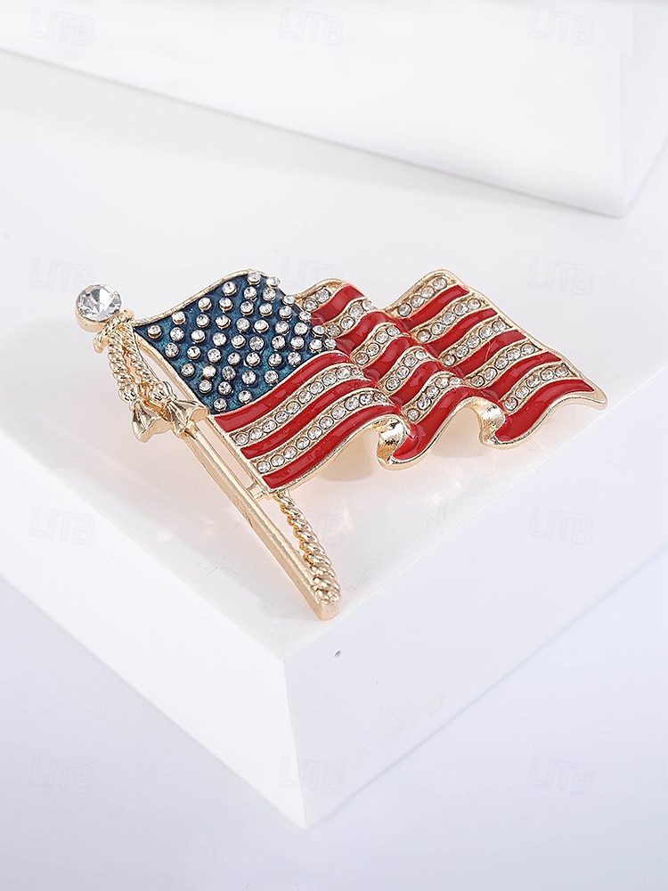 Zestaw broszek patriotycznych dla kobiet, ze stopu metali, w kolorze złotym i srebrnym, 2-częściowe przypinki z flagą USA, idealne na 250. rocznicę USA, Dzień Niepodległości i na co dzień 2026 - $11.99 –P6
