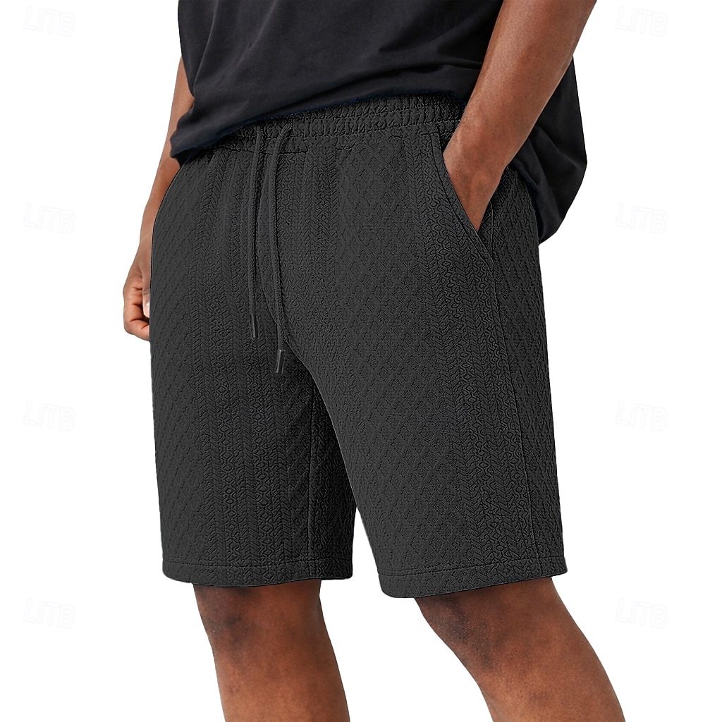 Men's Shorts Casual Shorts Jacquard Pocket Plain Textured Comfort Breathable Above Knee Casual Outdoor Beach Vacation Fashion Navy Blue Light Grey Micro-elastic 2026 - $17.99 –P7