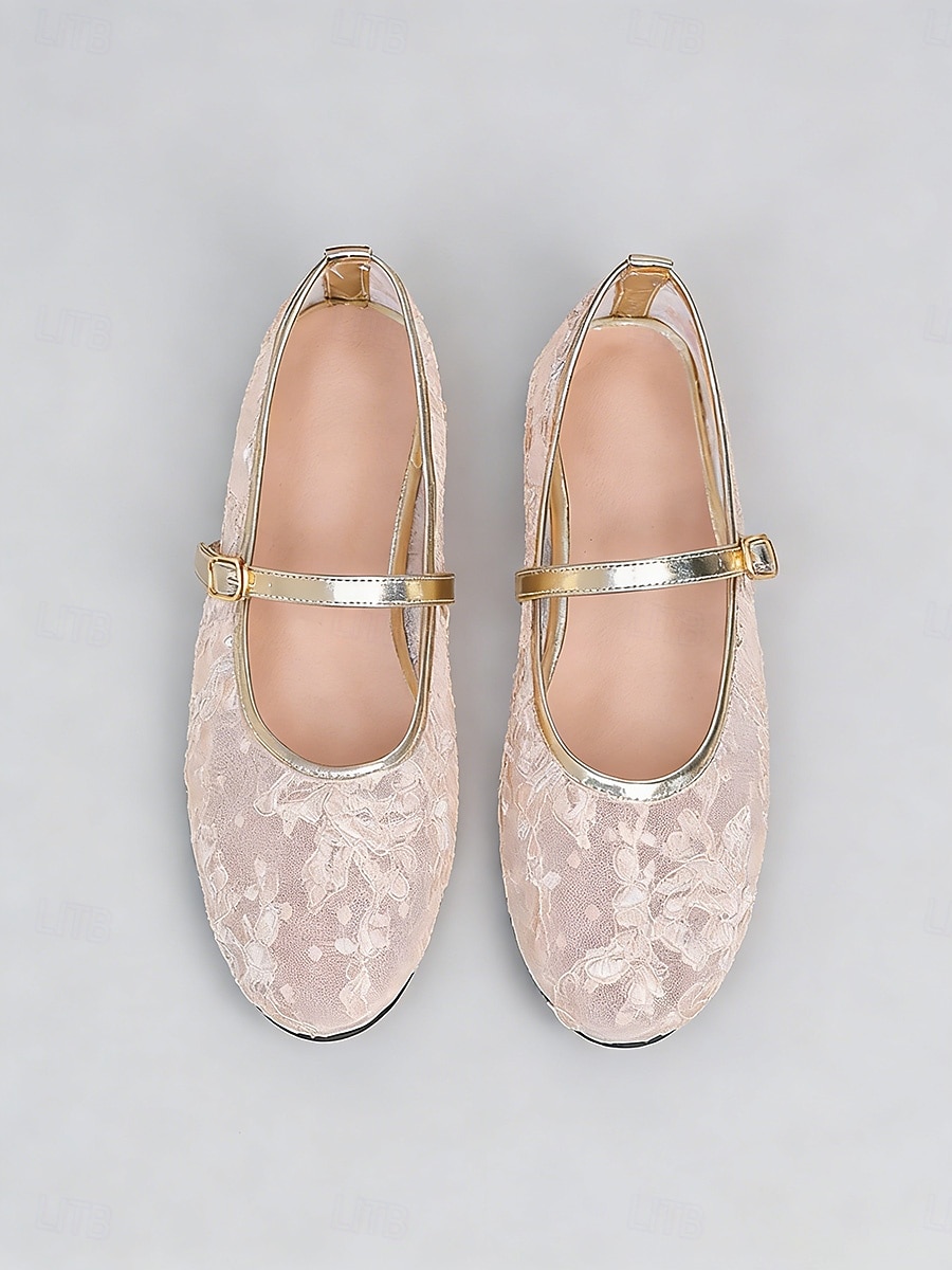 Γυναικεία ροζ δαντελένια φλατ παπούτσια - άνετα παπούτσια για παράνυμφους για γάμους στον κήπο 2026 - $32.99 –P5