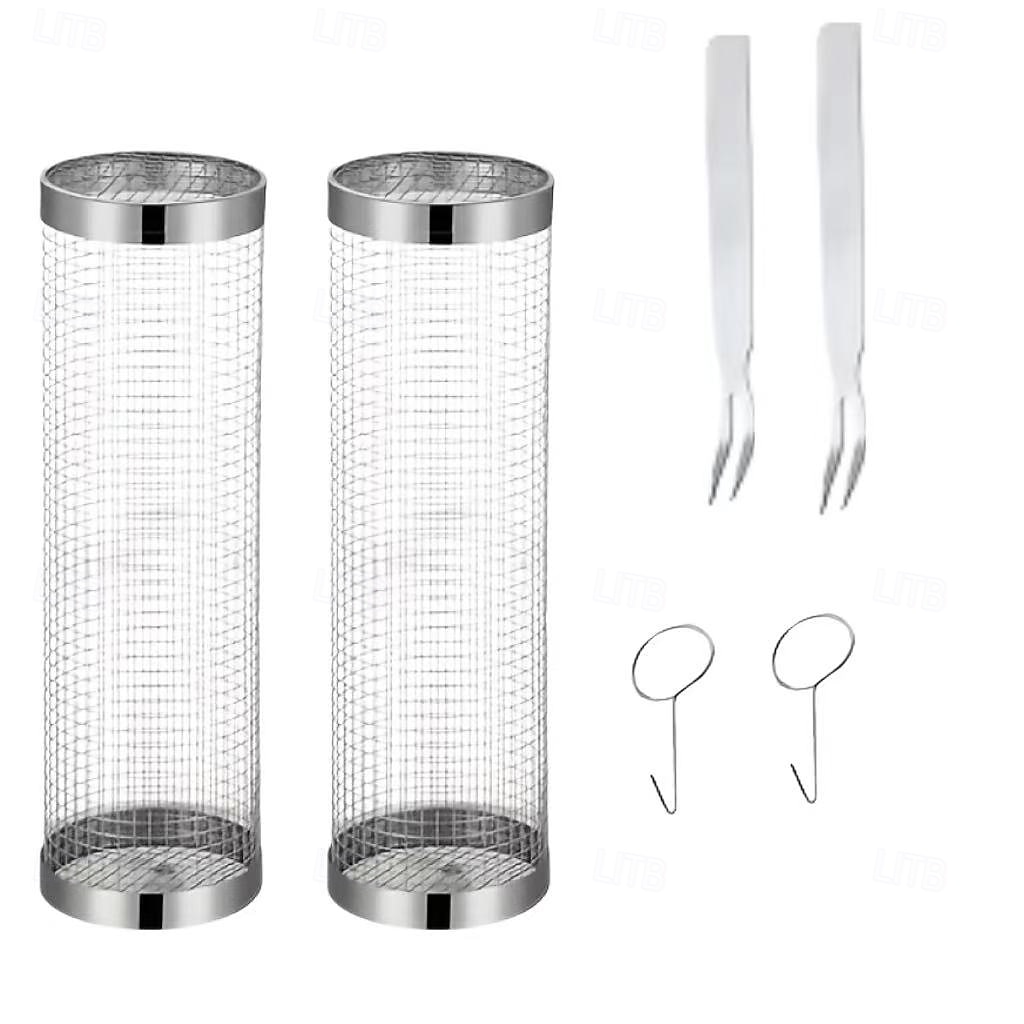 2pcs/set Portable Stainless Steel Barbecue Grill Set, Stainless Steel Portable Barbecue Cooking Rack, Barbecue Tool Set, Outdoor Grill Basket, Outdoor Camping Grill, Outdoor Round Barbecue Fire Pit 2026 - $22.99 –P2