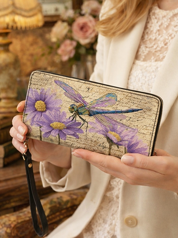 Γυναικείο πορτοφόλι από τεχνητό δέρμα, με πολλαπλά σχέδια λιβελούλας, μεγάλη χωρητικότητα με πολλαπλές θήκες, ιδανικό για καθημερινή χρήση, διακοπές και ταξίδια 2026 - $18.99 –P2