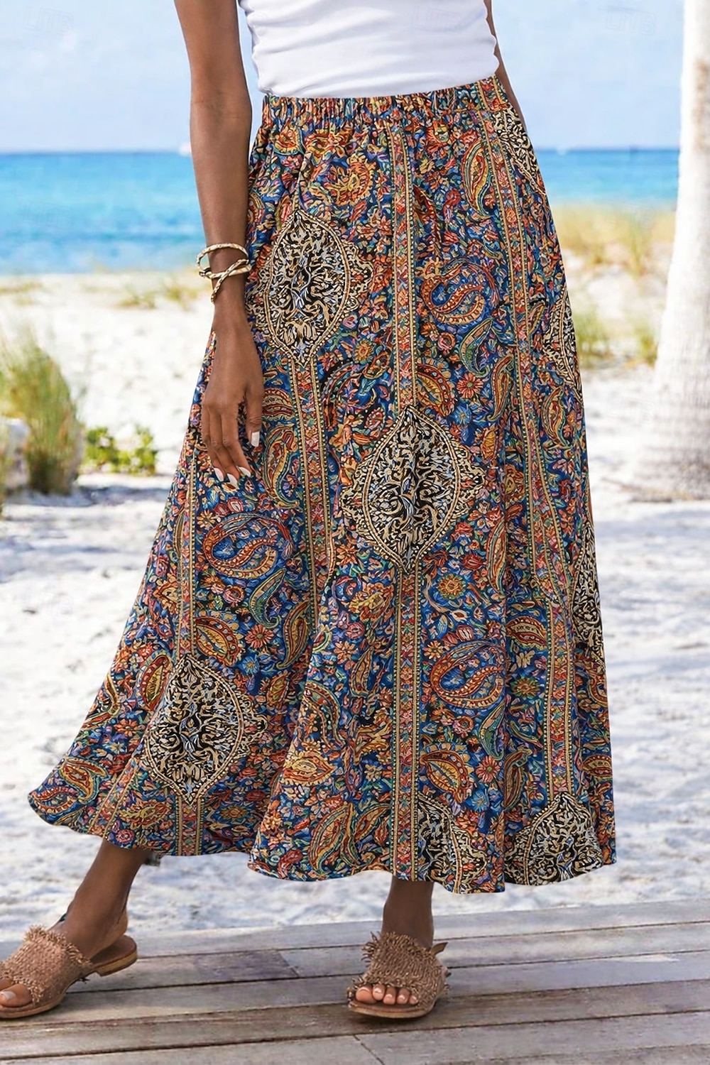 Per donna Gonna da vacanza Elegante Bohemien Vintage Casual Maxi Vita Alta Gonne Floreale Grafico Paisley Tasca Stampato Inelastico Quotidiano Spiaggia Blu blu navy Rosso Estate del 2026 a $48.99 –P2