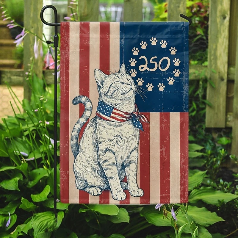 Herdenkingsvlag voor het 250-jarig jubileum van Amerika, 'America Years of Freedom', patriottische kattentuinvlag, tuin- en huisbanner voor 4 juli. 2026 - $17.99 –P1