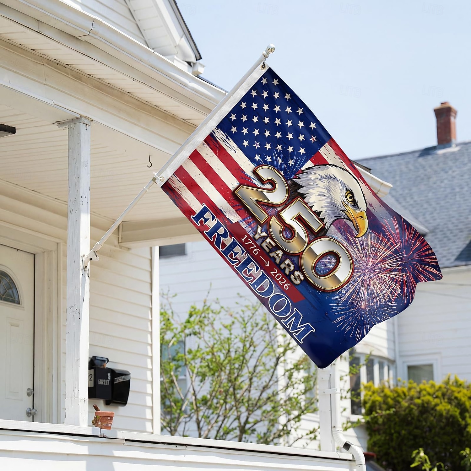 Vlajka USA k 250. výročí USA, venkovní banner, vlastenecká oslava, vlajka pro Den nezávislosti, venkovní dekorace pro dům a zahradu. 2026 - $18.99 –P3