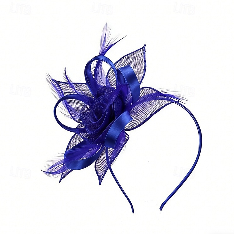 Fascinators Lino Tejido Boda Cumpleaños Elegante Vintage Estilo lindo Con Pluma Cintas Celada Sombreros 2026 - $17.49 –P2