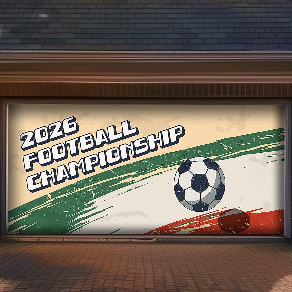 2026 Football Championship Soccer Ball Vintage Grunge Stripes Garage Door Banner Mural Outdoor House Yard Decor Sports Fan Celebration Backdrop Large Sign 2026 - $49.99 –P3