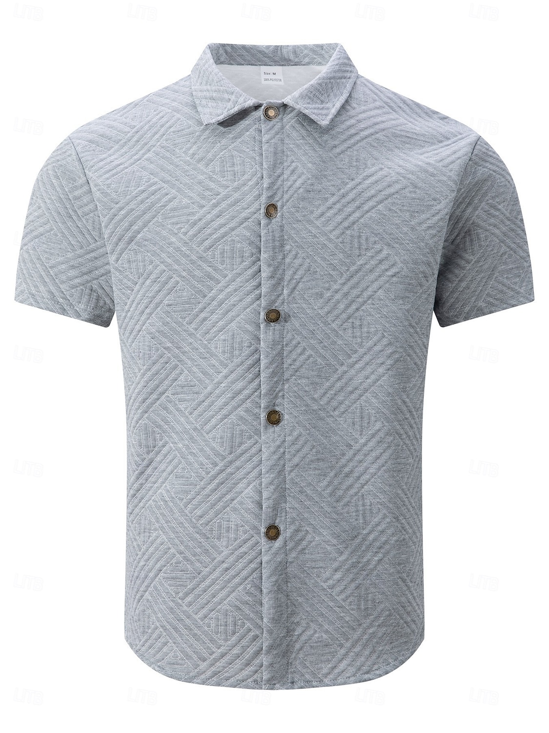 Voor heren Overhemd Normaal shirt Overhemd met knopen Jacquard overhemd Zwart Wit Abrikoos Grijs Licht Blauw Korte mouw Geometrisch Effen Revers Casual Dagelijks Jacquard Kleding Elegant Modieus 2026 - $25.99 –P5