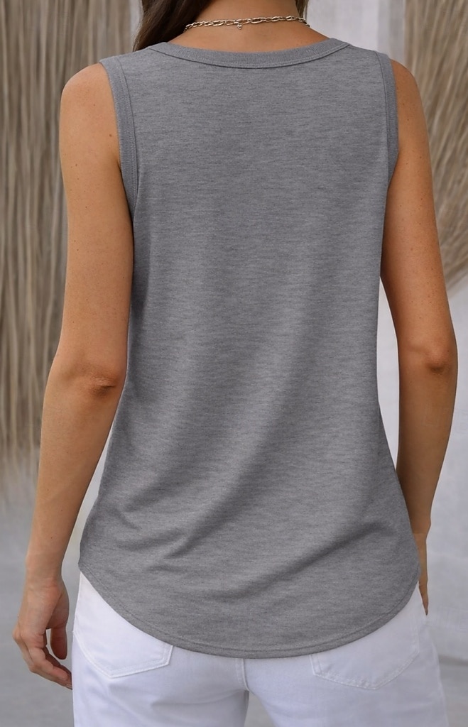 Pentru femei Mărime Plus Tricou Bluză Culoare solidă Elegant Epocă Stilat Fără manșon În U Topuri lungi Zilnic Sport Ieșire Negru Alb Bleumarin Mov Trifoi Vară Primăvară 2026 - $19.99 –P2