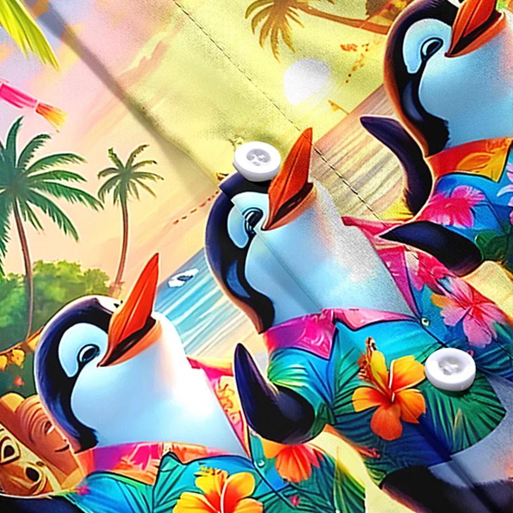 Miesten Hauska Trooppiset kukat Pingviini Havaiji paita Button Up paita Havaijilaispaita Lyhythihainen Havaijilainen Rantaloma Kesä Kevät Sänkyjen avaus 3D-tulostus kauluspaidat Edessä yksi tasku 2026 - $25.99 –P3