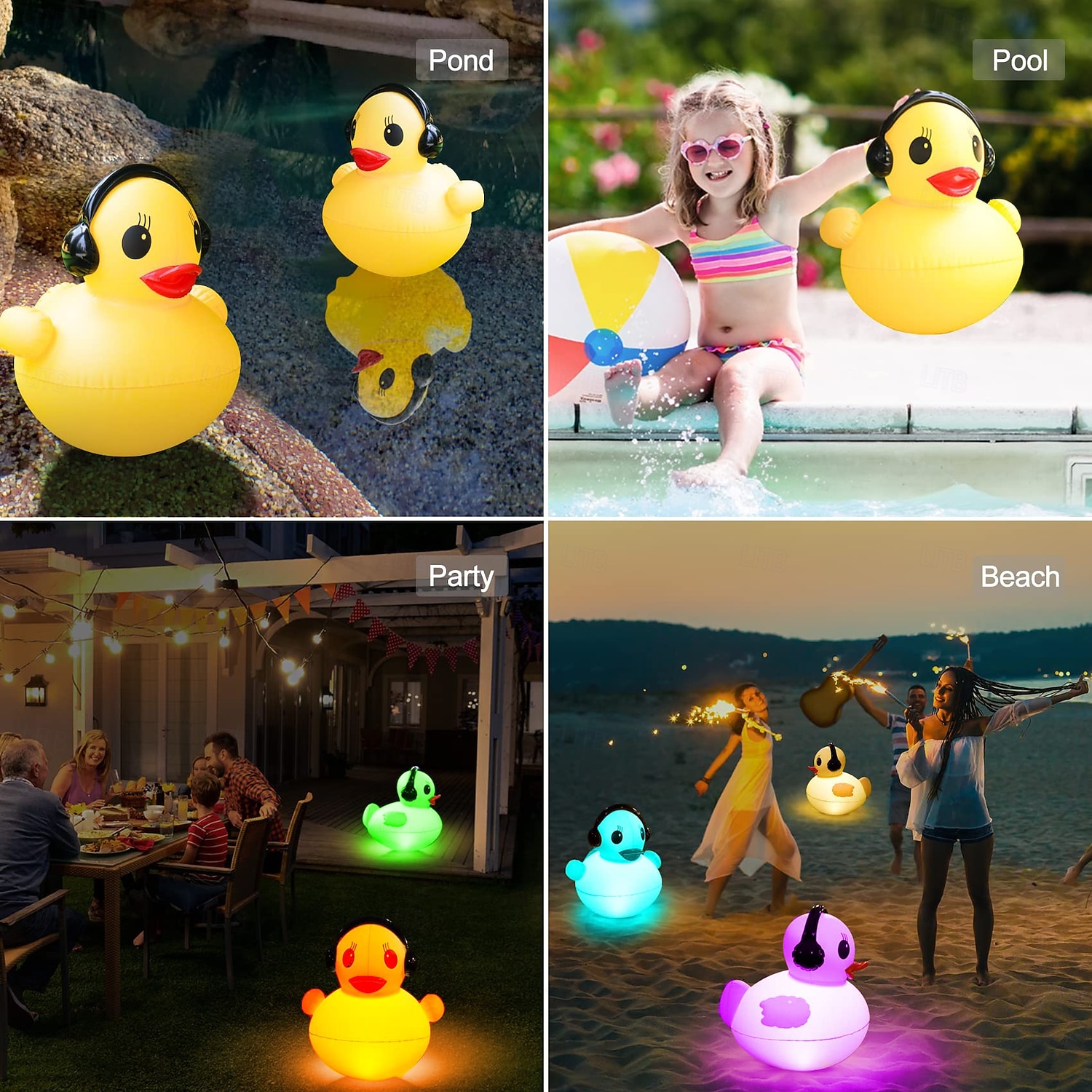 1 Pc Outdoor Solar Waterproof Inflatable PVC Duck Pool Light, Decorative LED Lamp for Garden, Yard, Lawn, Pond, Patio – Summer, Party & Beach Ambient Landscape Lighting 2026 - $30.99 –P4
