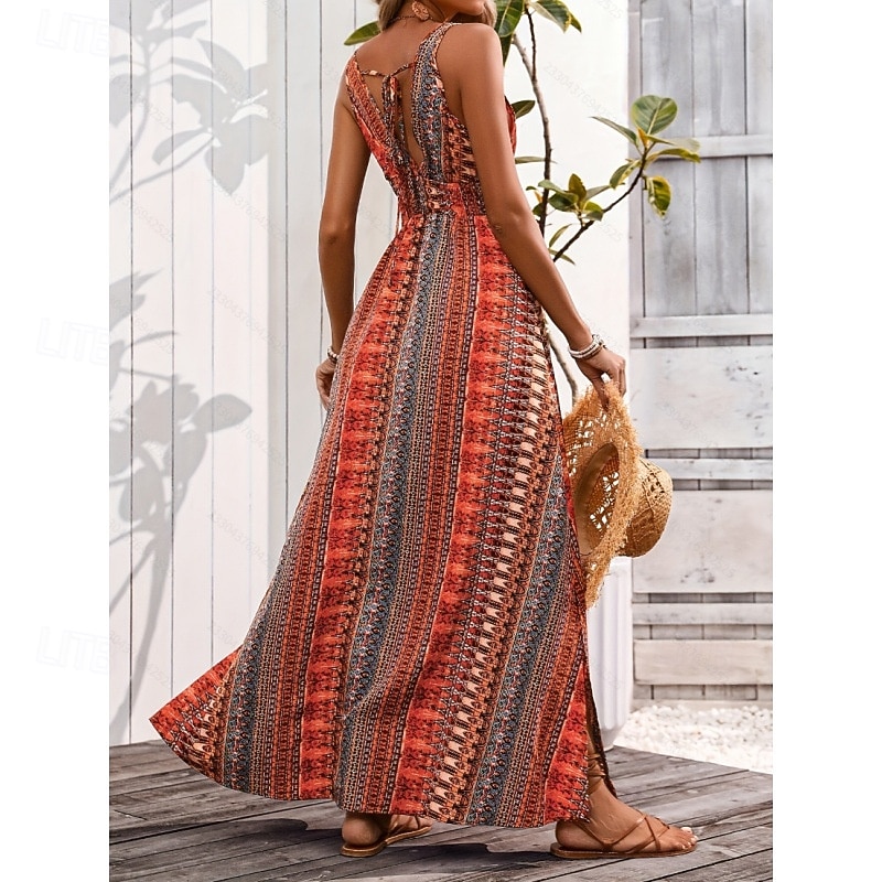 Stile Boho Retrò Vintage Boho Lunghezza lunga Vestito Senza maniche Stile Boho Scollo a V Costume Per donna Mascherata Festival Musicale Festa a tema retrò Adulti Vestito Estate del 2026 a $36.99 –P2
