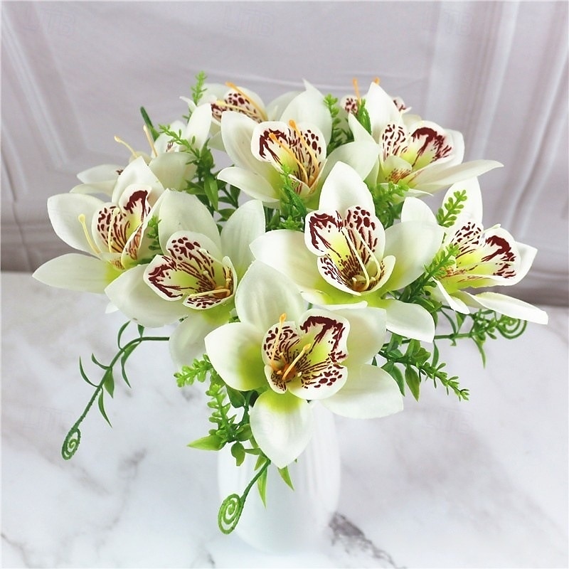 10 künstliche Phalaenopsis-Orchideen (kleine Cattleya-Blüten), verstellbare Stiele, realistische Blüten für Heim- und Eventdekoration, festliche Blumenarrangements und Außendekoration 2026 - $16.99 –P10