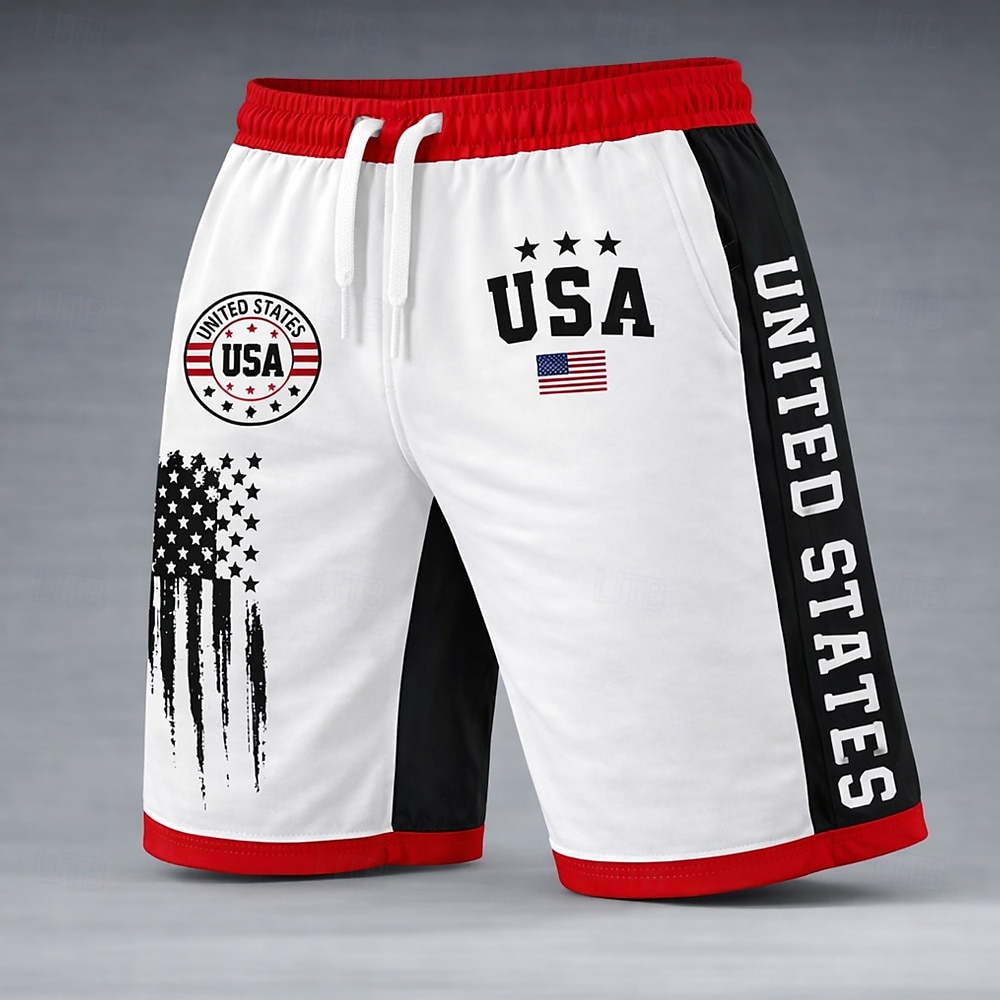 Ανδρικά 4η Ιουλίου 250ή επέτειος των ΗΠΑ Αμερικάνικη σημαία Σορτς ιδρώτα Σορτς παραλίας Σορτς Terry Μεσαία Μέση Πατριωτικό Αργίες 3D εκτύπωση Ελαστική μέση με κορδόνι Σχεδιαστής Ρούχα 2026 - $20.99 –P2