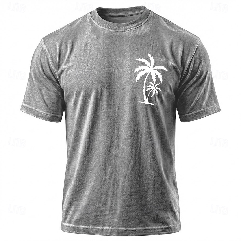 Men's Coconut Palm T Shirt Mineral Washing Tee Short Sleeve T shirt Acid Wash Crew Neck Shirt Vintage Retro Casual Beach Travel Blue Purple Gray Summer Spring Clothing Apparel M L XL 2XL 3XL 2026 - $21.99 –P3