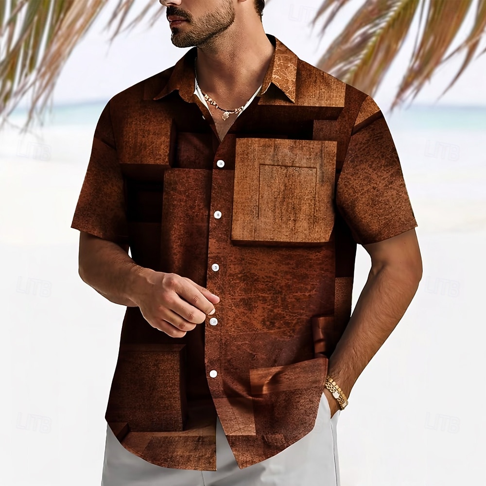 Hombre Geométrico Bloque de color Retazos Camisa Camisa de verano Abotonar la camisa Manga Corta Moda informal Exterior Vacaciones Uso Diario Verano Primavera Cuello Vuelto Impresión 3D camisas con 2026 - $25.99 –P6