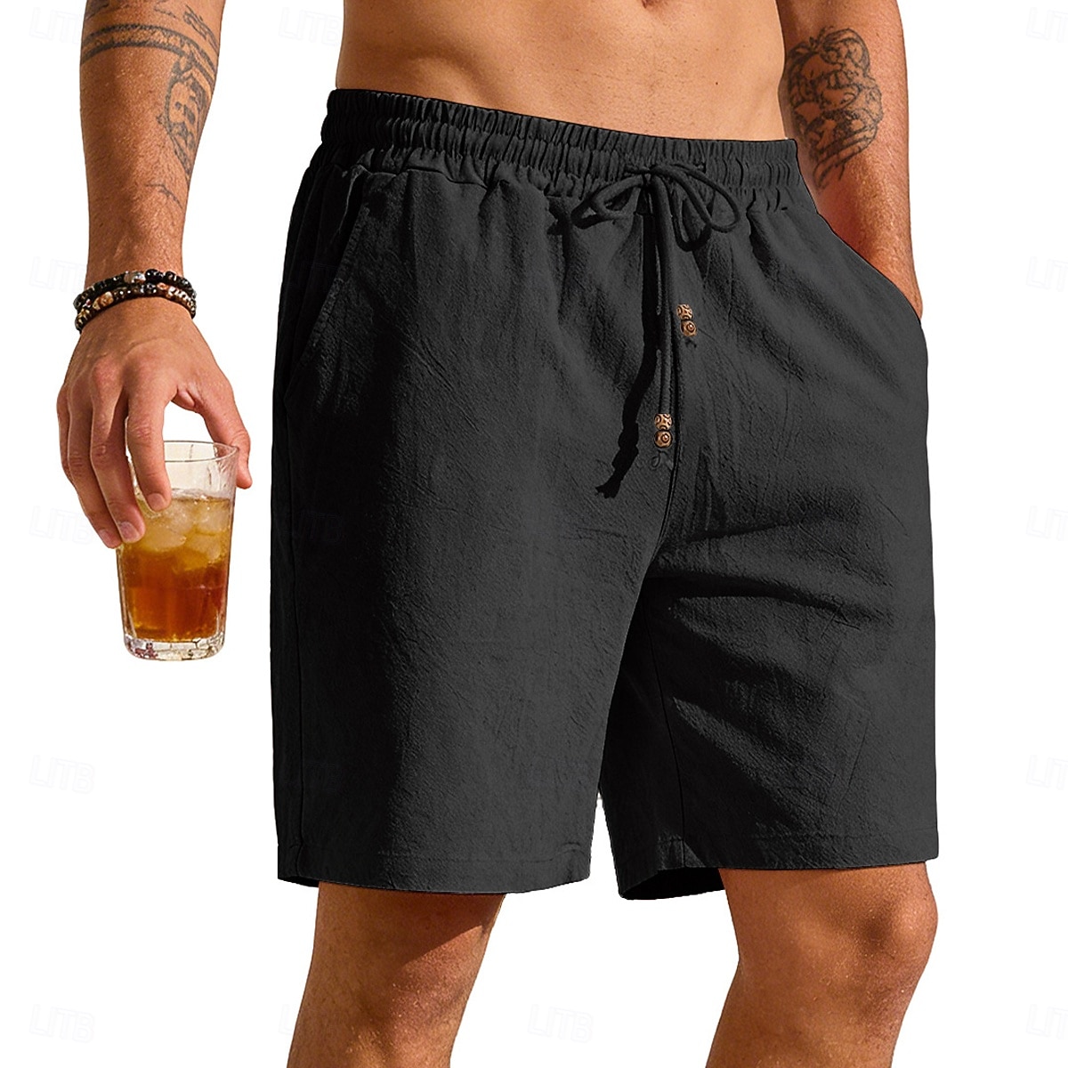 Homens Calção Shorts de linho Shorts de verão Shorts de praia Shorts largos Bolsos Cintura elástica Simples Tecido Leve Respirável Comprimento do joelho Casual Ao ar livre Feriado Moda Estilo Clássico de 2026 por $22.99 –P11