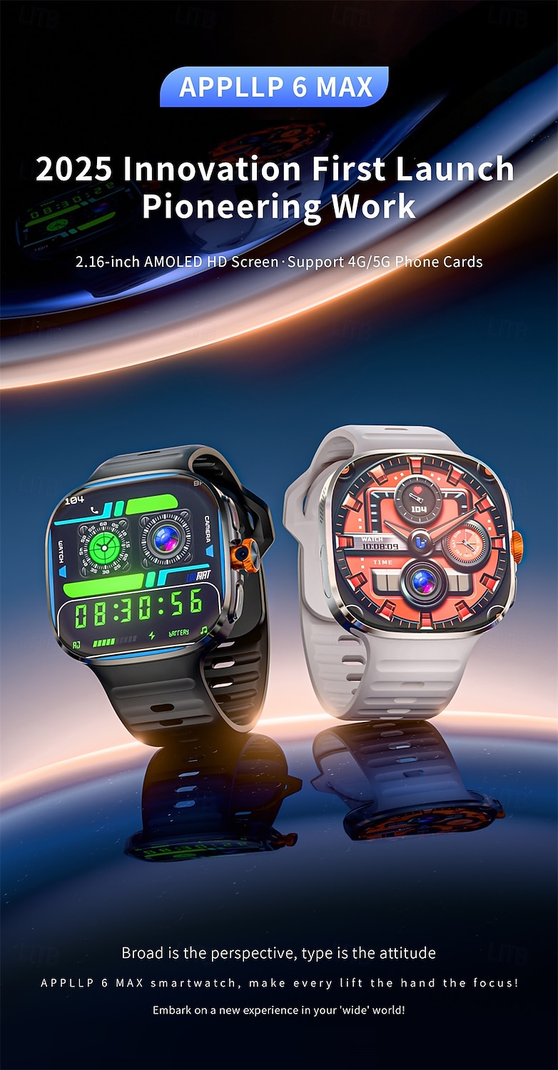 LOKMAT APPLLP 6 MAX Smart Watch 2.16 inch 4G LTE Cellular Smartwatch Phone Pedometer Call Reminder Sleep Tracker Compatible with Android iOS Unisex GPS Hands-Free Calls Media Control IPX-4 48mm Watch 2026 - $213.09 –P1