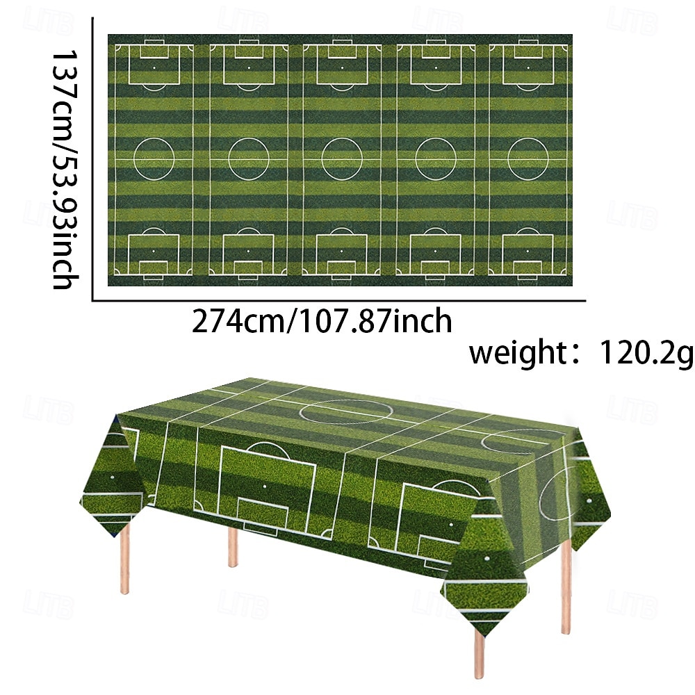 طقم من 3 مفارش طاولة لكرة القدم، مناسبة لمباريات الصيف العالمية، مقاس 54 × 108 بوصة، غطاء طاولة من البولي إيثيلين المقاوم للماء للاستخدام مرة واحدة، زينة طاولة لحفلات ذات طابع رياضي، مثالية لأعياد 2026 - $20.99 –P7