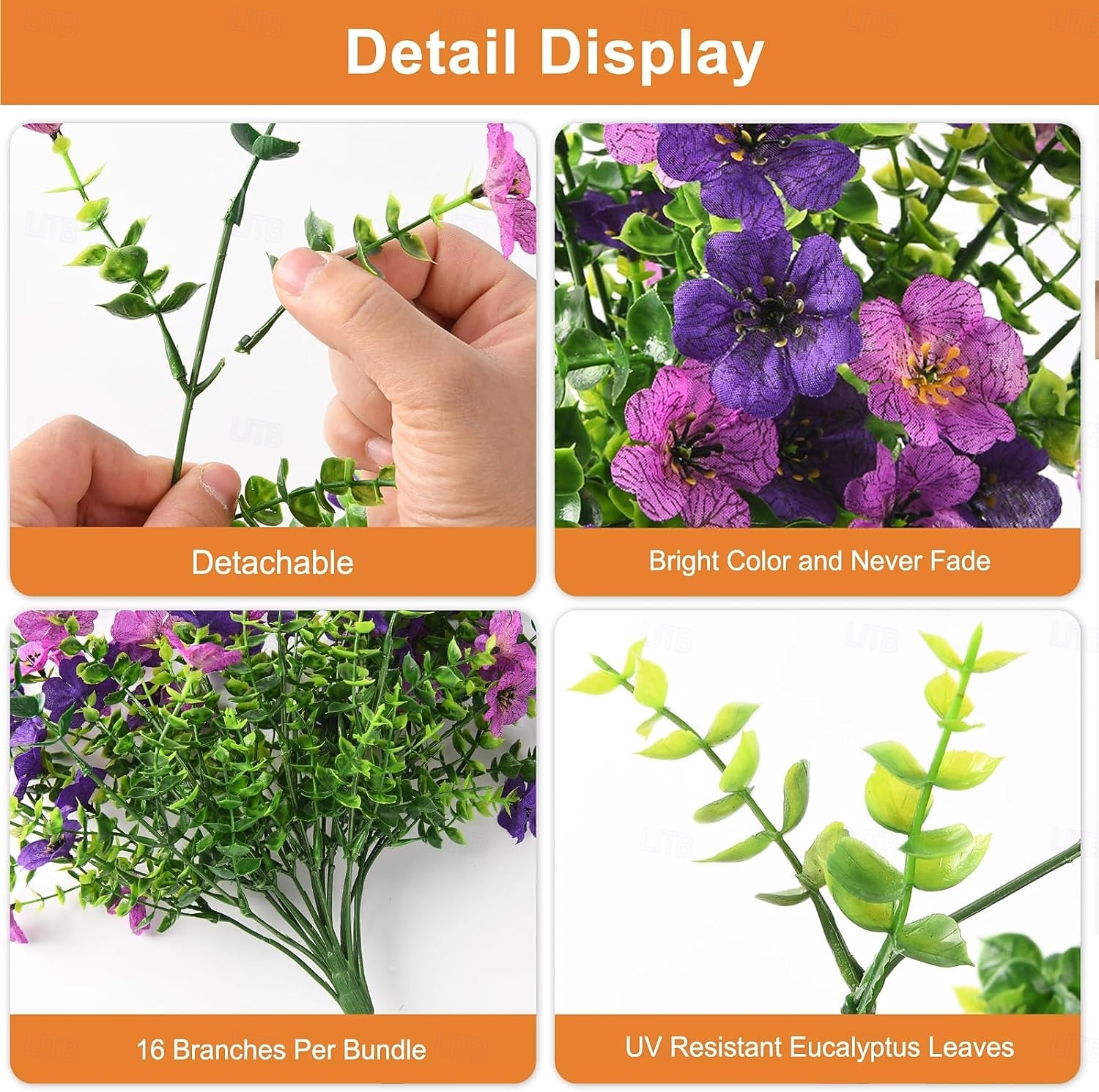 4 Pcs Artificial Hanging Flowers Plants for Outdoor Spring Decoration,Faux Silk Violet with Eucalyptus Leaves,UV Resistant for Outside Home Indoor Planter Porch Patio Balcony Yard Decor 2026 - $21.99 –P1