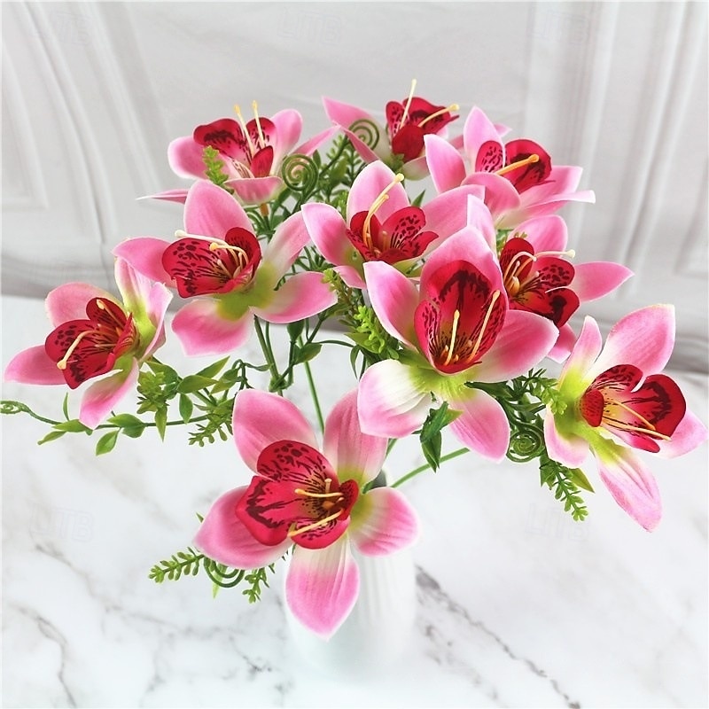 10 künstliche Phalaenopsis-Orchideen (kleine Cattleya-Blüten), verstellbare Stiele, realistische Blüten für Heim- und Eventdekoration, festliche Blumenarrangements und Außendekoration 2026 - $16.99 –P9