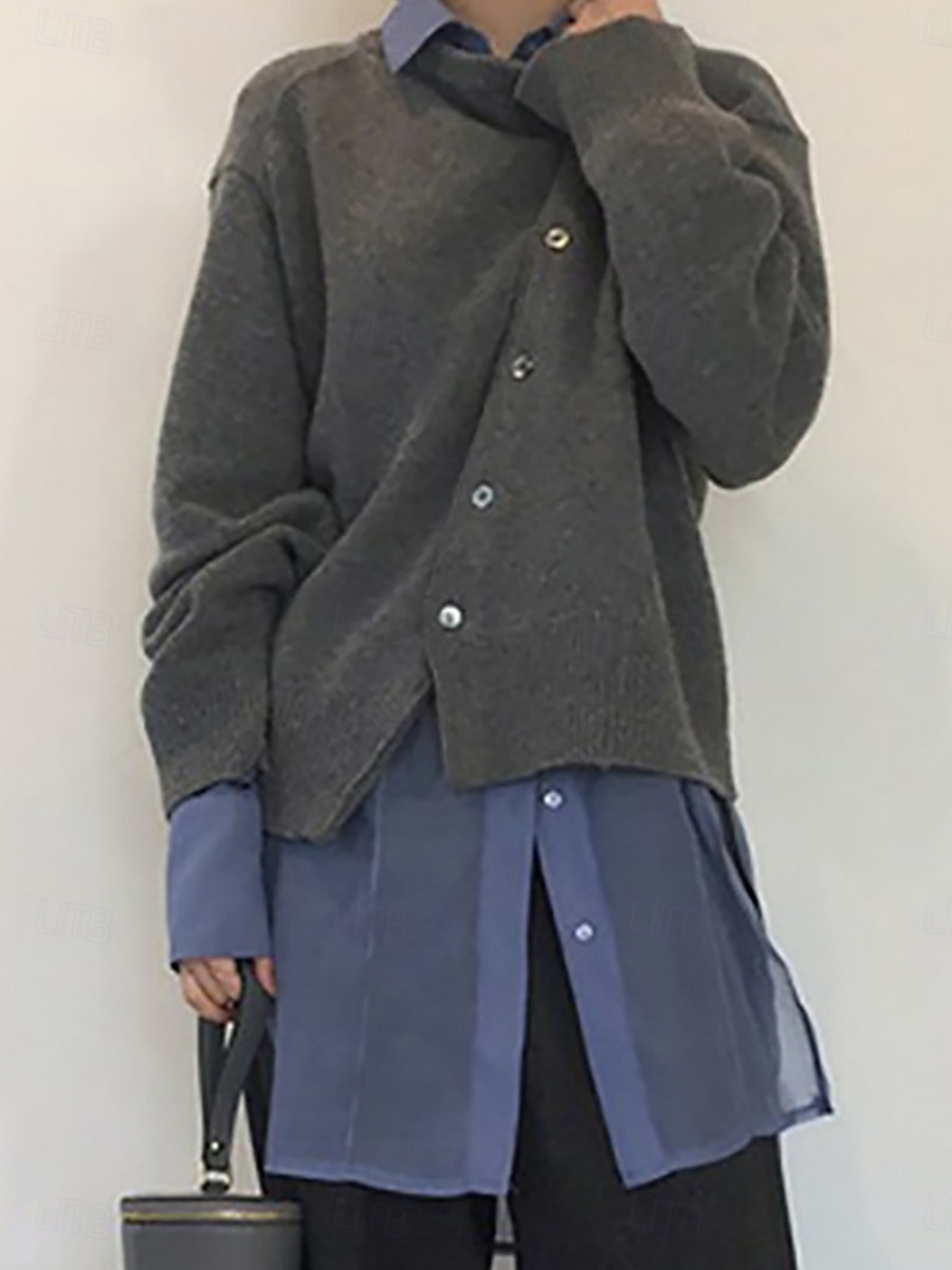 Per donna Felpa Cardigan Moda Streetwear Casual Tinta unica Girocollo Bottoni Lavorato a maglia Manica Lunga Top Regolari Maglia Quotidiano All'aperto Weekend Nero Arancione Primavera Autunno del 2026 a $37.99 –P7