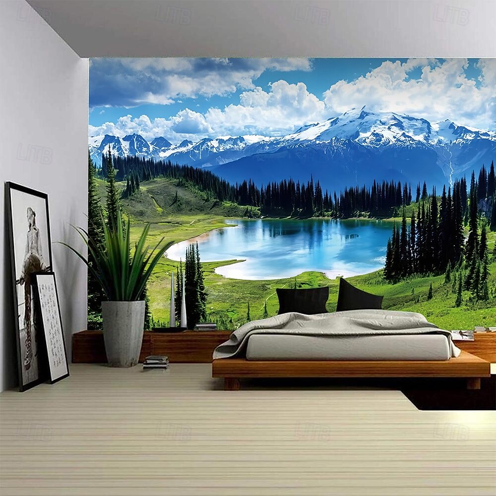 Natur, Wald, See und Sonnenlicht – realistische 3D-Landschaft, Wandteppiche mit grünen Bäumen und blauem Himmel, sommerliche Landschaft, ideal für Schlafzimmer, Wohnzimmer, Homeoffice. 2026 - $45.99 –P9