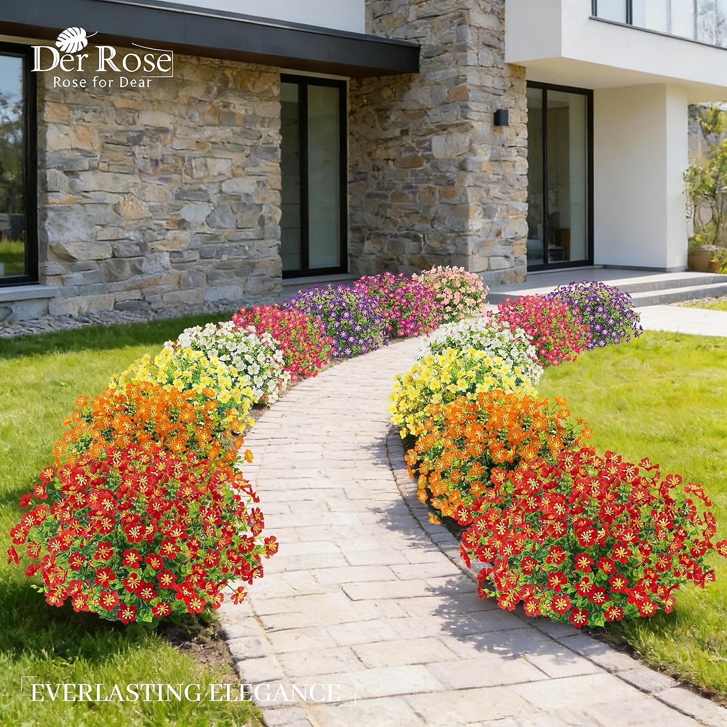 24 Bündel künstliche Gänseblümchen für die Frühlingsdekoration im Garten, auf der Veranda oder im Landhausstil. UV-beständige Kunstblumen für Terrasse, Garten, Balkonkasten, Pflanzgefäße und 2026