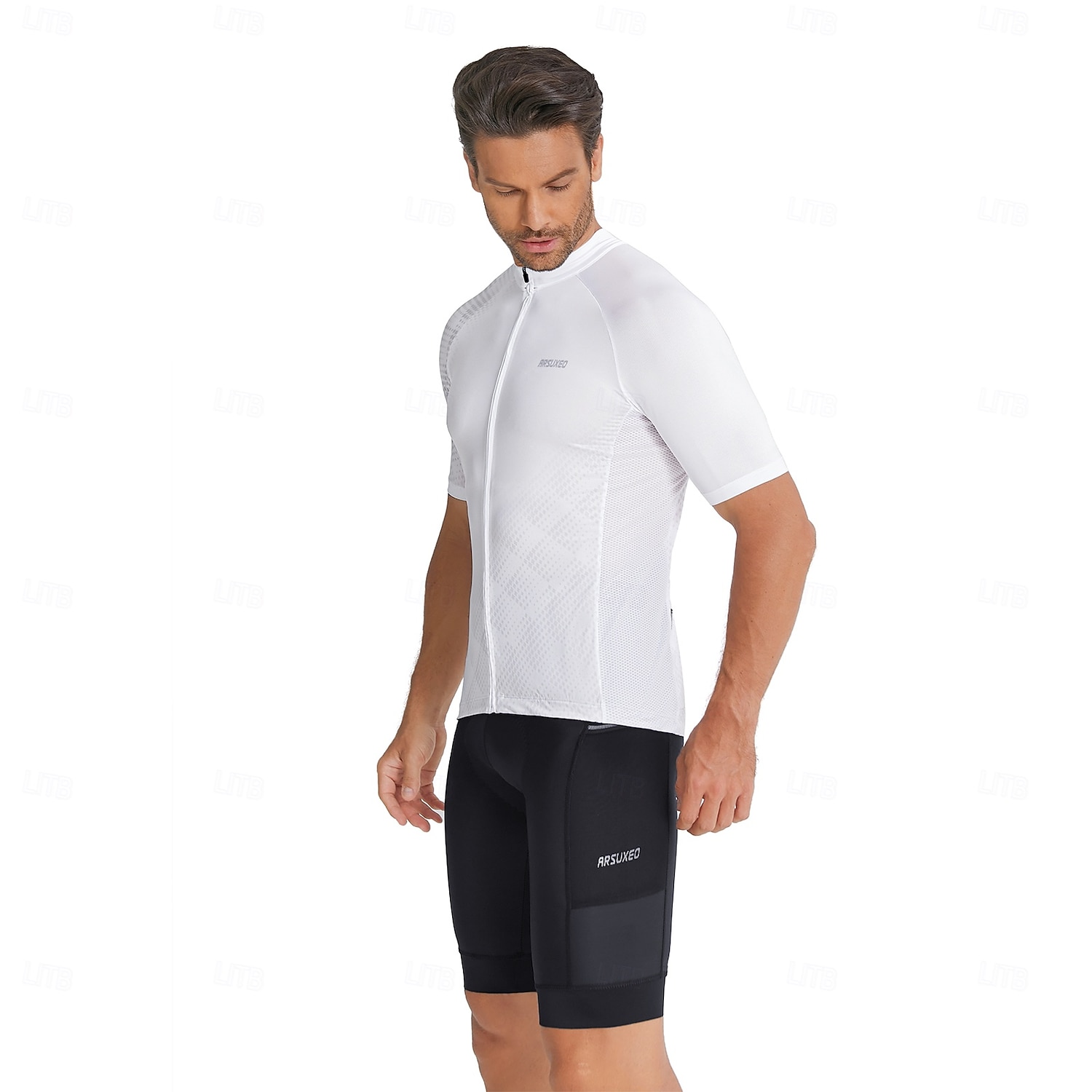 Ανδρικά Πουλόβερ Γεωμετρικό Κοντομάνικο Ποδήλατο Αθλητική μπλούζα με 3 πίσω τσέπες Ύγρανση Αθλητισμός Θαλασσί Λευκό Ρουμπίνι Ρούχα 2026 - $42.99 –P23