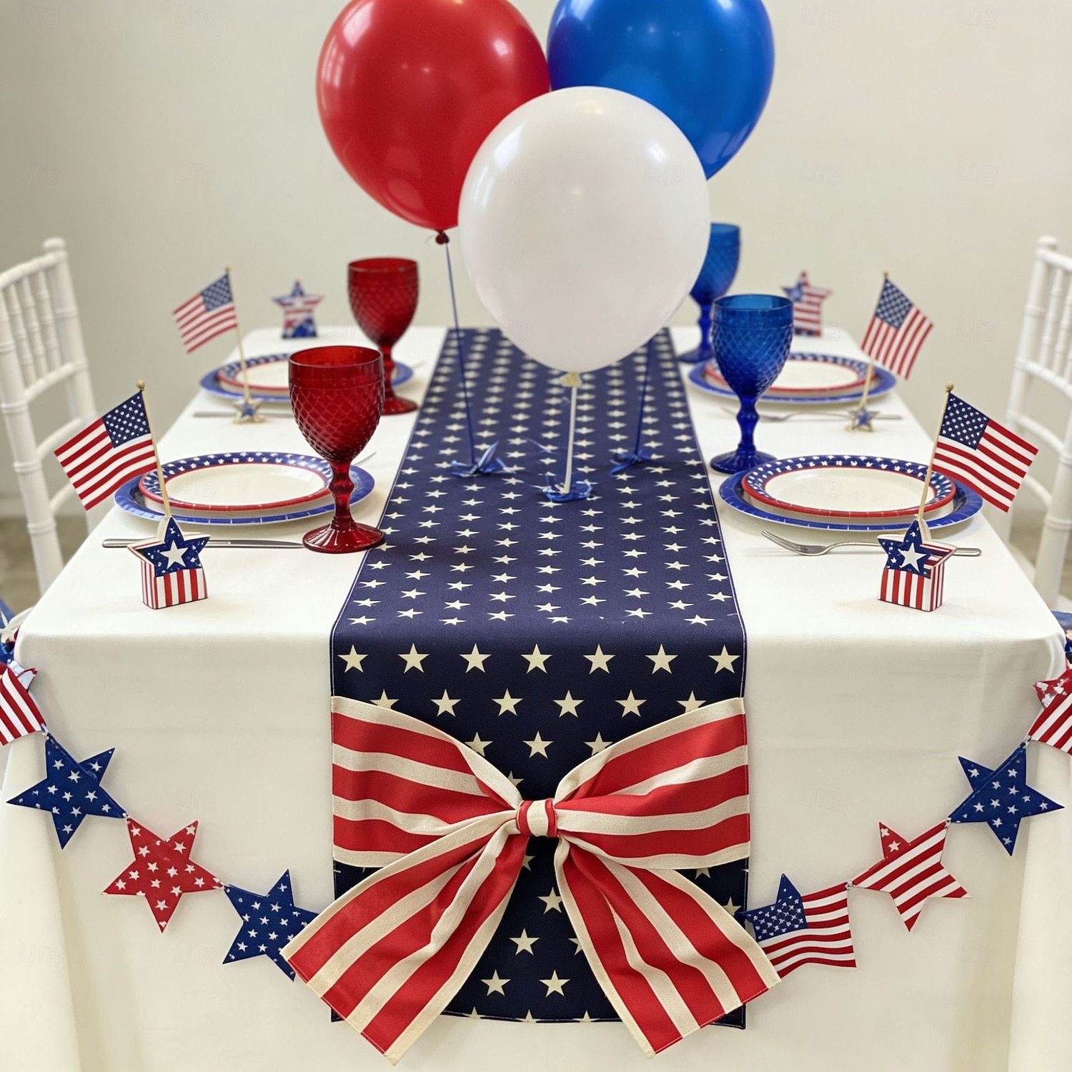 250ή επέτειος των ΗΠΑ, 1 τεμάχιο σχέδιο φιόγκου τραπεζιού, αναμνηστική διακόσμηση αυλής 1776-2026 για πατριωτικό εορτασμό, ημιπεντηκονταετία, 4η Ιουλίου, ημέρα ανεξαρτησίας 2026 - $15.49 –P6