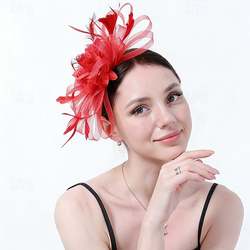 Fascinator Rete Matrimonio Compleanno Elegante Vintage Carino Con Piuma Tulle Copricapo Copricapo del 2026 a $17.49 –P6