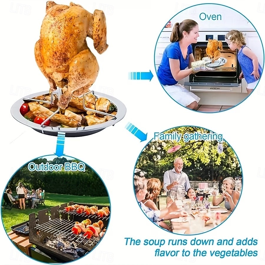 1/2 db rozsdamentes acél csirkesütő rács csepptálcával - tapadásmentes, összecsukható grillrács, grillekhez és sütőkhöz alkalmas, tartós fémrács, ideális kültéri kempingezéshez és otthoni grillezéshez 2026 - $12.99 –P7