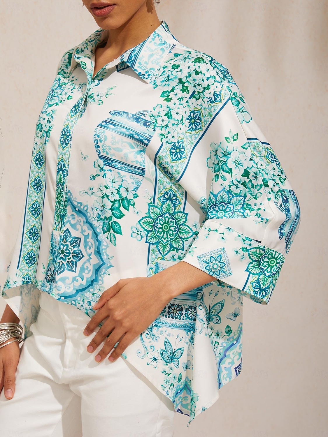 celadon bloom story zijdezacht satijnen shirt met vleermuismouwen 2026 - $67.99 –P2