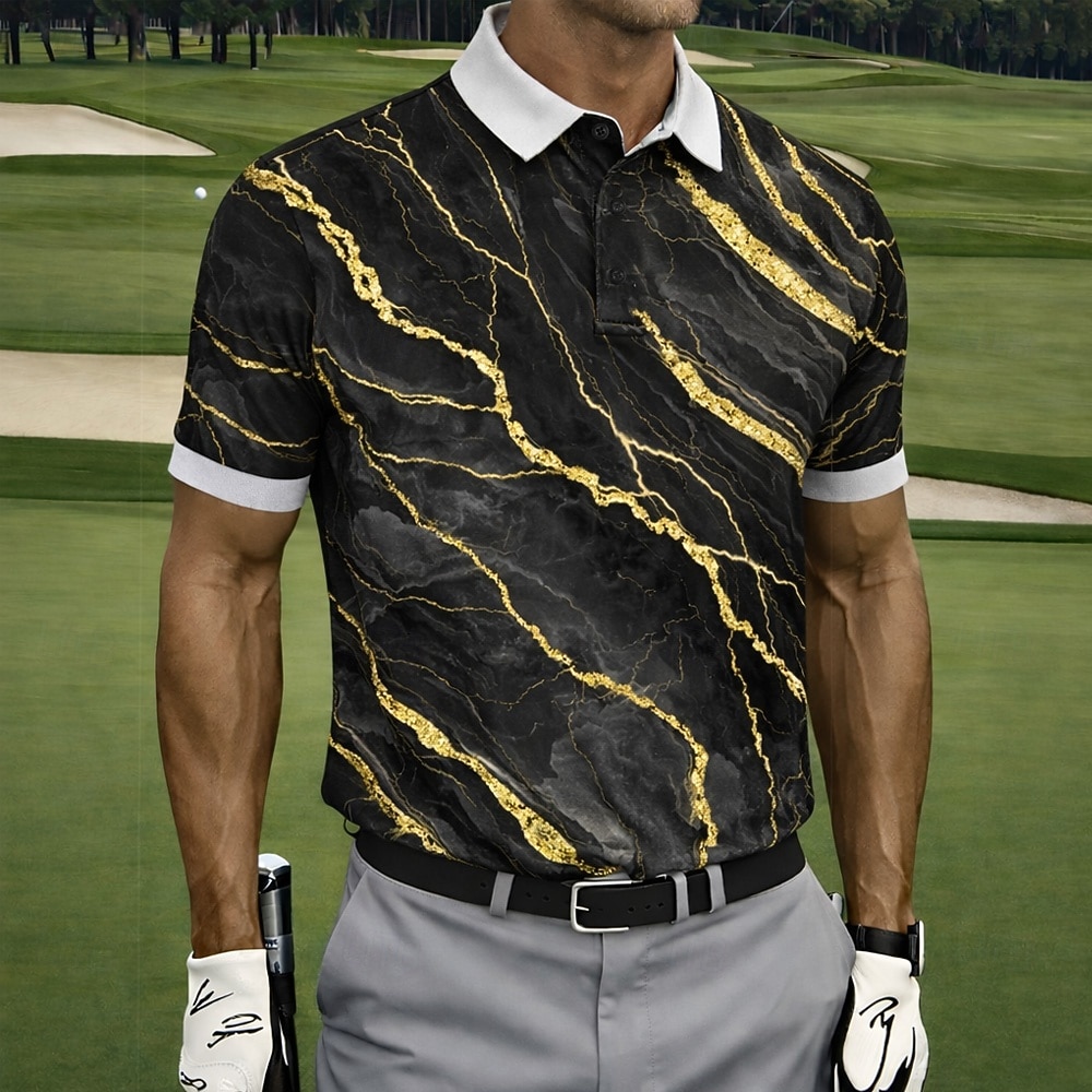 Per uomo Marmo Golf Polo Sportivi Manica Corta Magliette polo Camicie con Colletto Casual Athleisure Bottoni Estate Primavera Blu Nero Viola del 2026 a $22.99 –P1