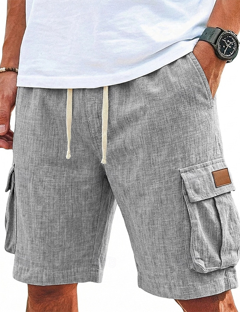 Herren Shorts Leinenshorts Sommershorts Strandshorts Kordelzug Elastischer Bund Mehrere Taschen Einfach Komfort Atmungsaktiv Knielang Täglich Outdoor Ferien Urlaub Mode Schwarz Grün Unelastisch 2026 - $24.99 –P1
