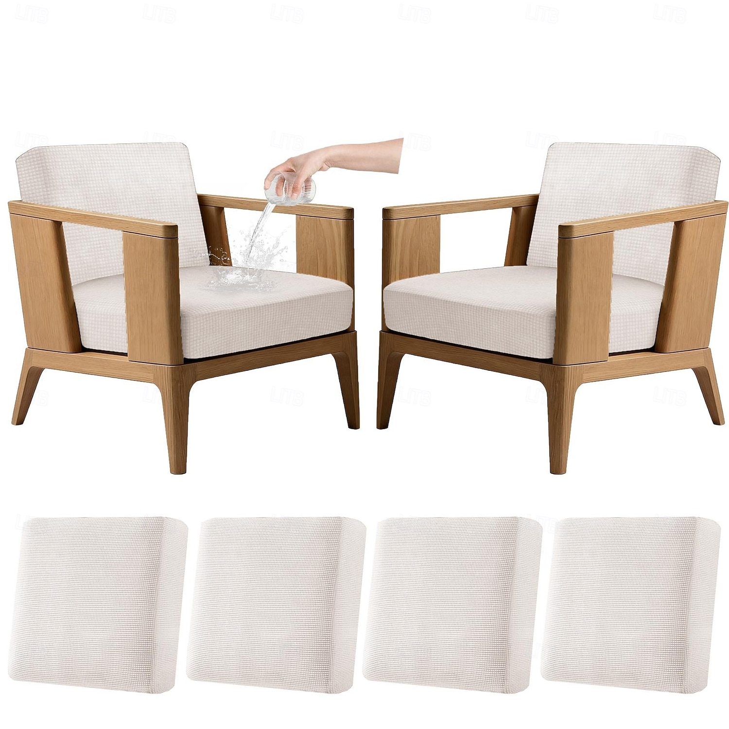 4 stuks stretch kussenhoezen voor buiten, 100% waterdicht, vervangende hoezen voor tuinbanken en -sofa's, wasbare en herbruikbare meubelbeschermers. 2026 - $45.99 –P15
