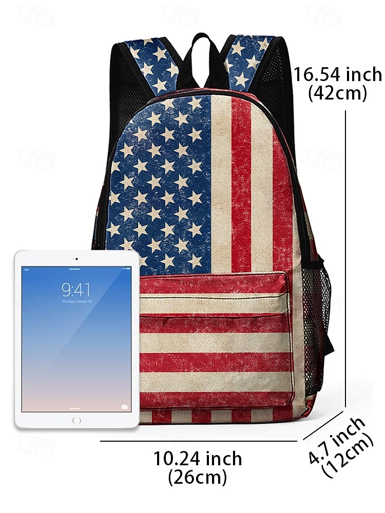 Unisex Polyester Printed Backpack, Vintage American Flag Design, Large Capacity, Durable, Ideal for 250th Anniversary, Independence Day, Everyday Travel & Outdoor Use 2026 - $24.99 –P10