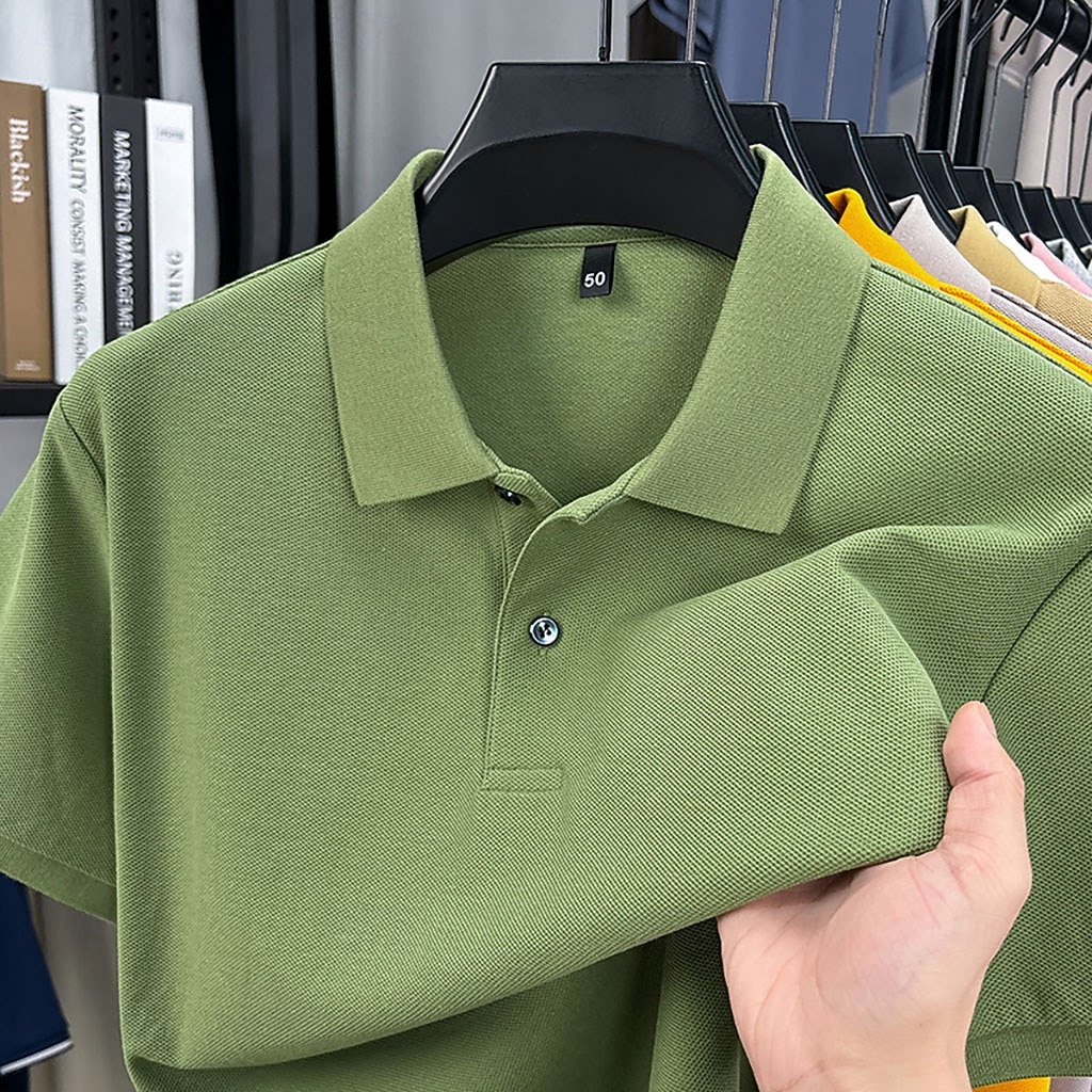 Men's Polo Polo Shirts Casual Vacation Lapel Short Sleeve Fashion Modern Plain Buttons Plain Summer Spring Regular Fit Lake blue Black White Yellow Pink Red Polo 2026 - $18.99 –P5