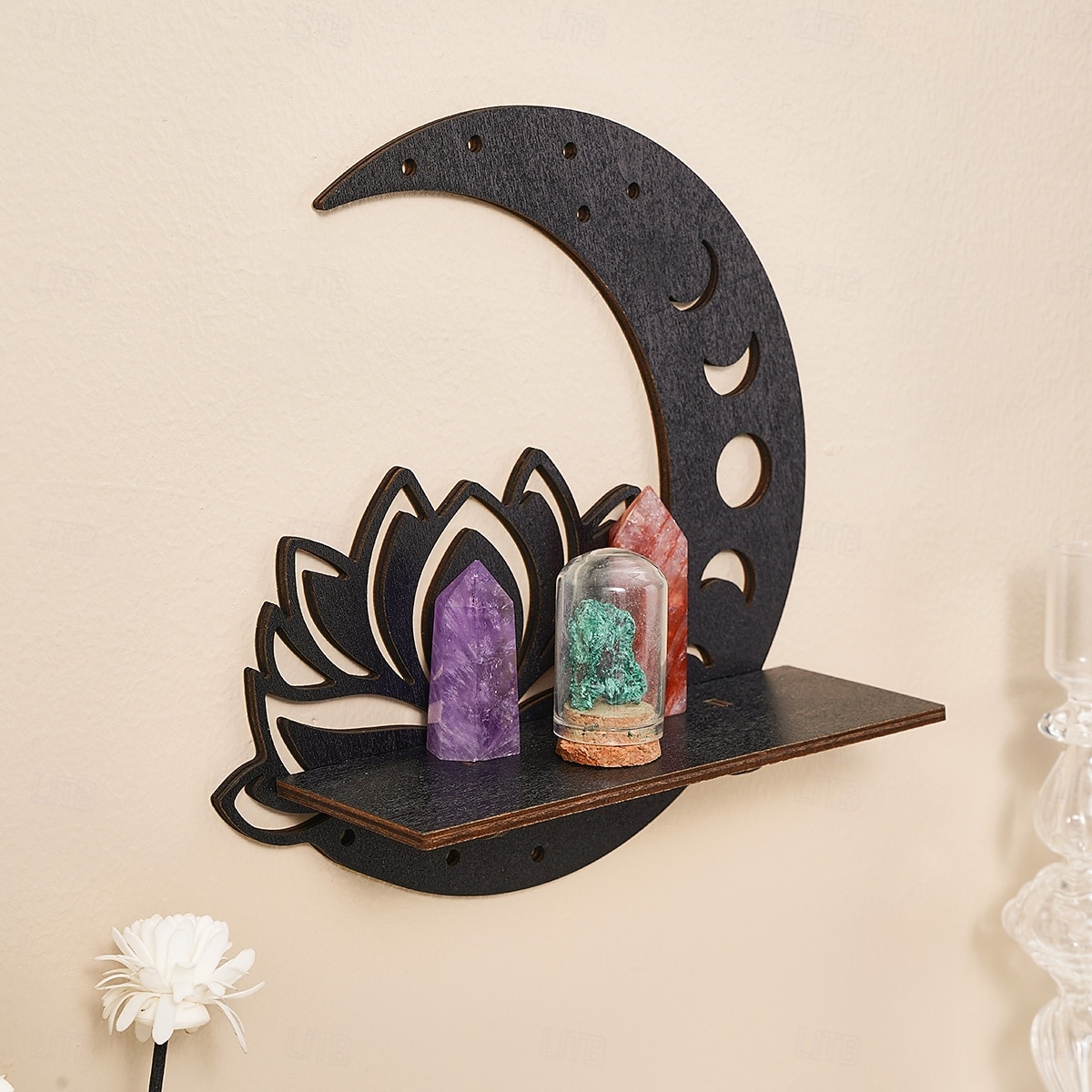 Prateleira decorativa de madeira em formato de lótus vazado, para montagem DIY, prateleira flutuante, ideal para decoração de parede em quartos, despensas e para guardar pequenos objetos. de 2026 por $17.49 –P11