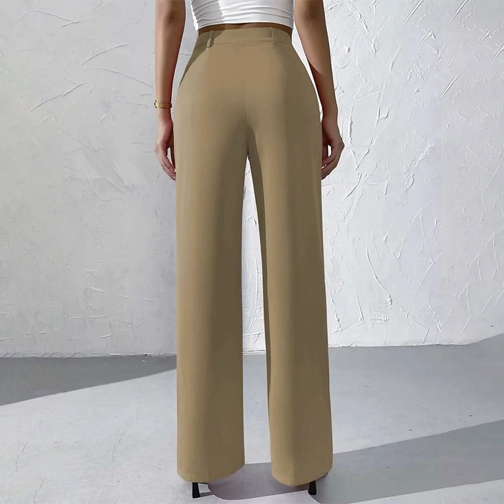 Pentru femei Pantaloni Costume Pantaloni de vară Vacanță Modă Casul Zilnic Lungime totală Talie Înaltă Culoare solidă Simplu Fermoar Buzunar Picior Larg Confort Ușor Απαλό Micro-elastic Haine de 2026 - $37.99 –P5