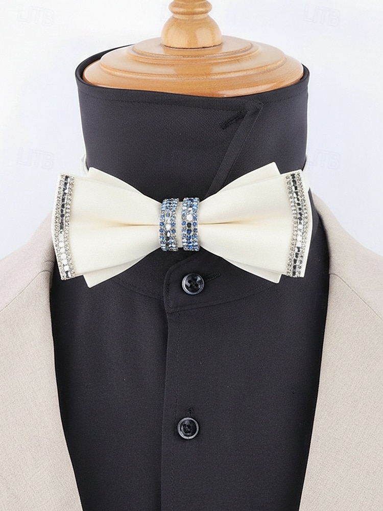 פפיון פוליאסטר לגברים - אפשרויות צבעוניות, עיטורי אבני חן, גודל מתכוונן, מושלם לחתונות ומסיבות 2026 - $14.99 –P3