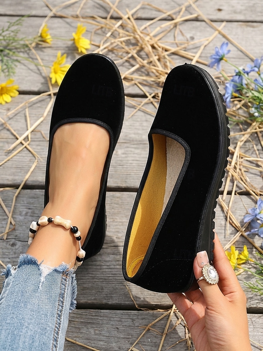 Komfortable svarte slip-on flats for kvinner – myke flats med fleksibel såle for hverdagsbruk, turgåing og uformelle utflukter 2026 - $18.99 –P6