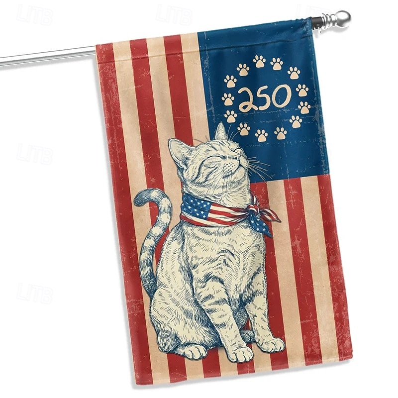Herdenkingsvlag voor het 250-jarig jubileum van Amerika, 'America Years of Freedom', patriottische kattentuinvlag, tuin- en huisbanner voor 4 juli. 2026 - $17.99 –P5
