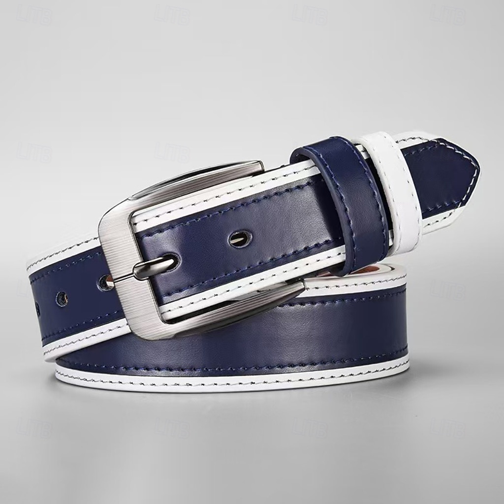 Hombre Cinturón Hebilla de pasador Hebilla automática Cromo PU Ropa de calle Moderno Casual Ocio Bloque de color Azul Marino Marrón Diario Negocio Formal Cinturón de Cintura 2026 - $8.49 –P4