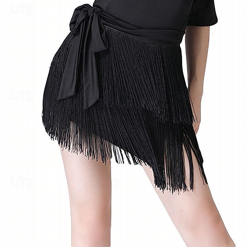 Women's Black Fringe Latin Dance Skirt 2026 - $28.99 –P4