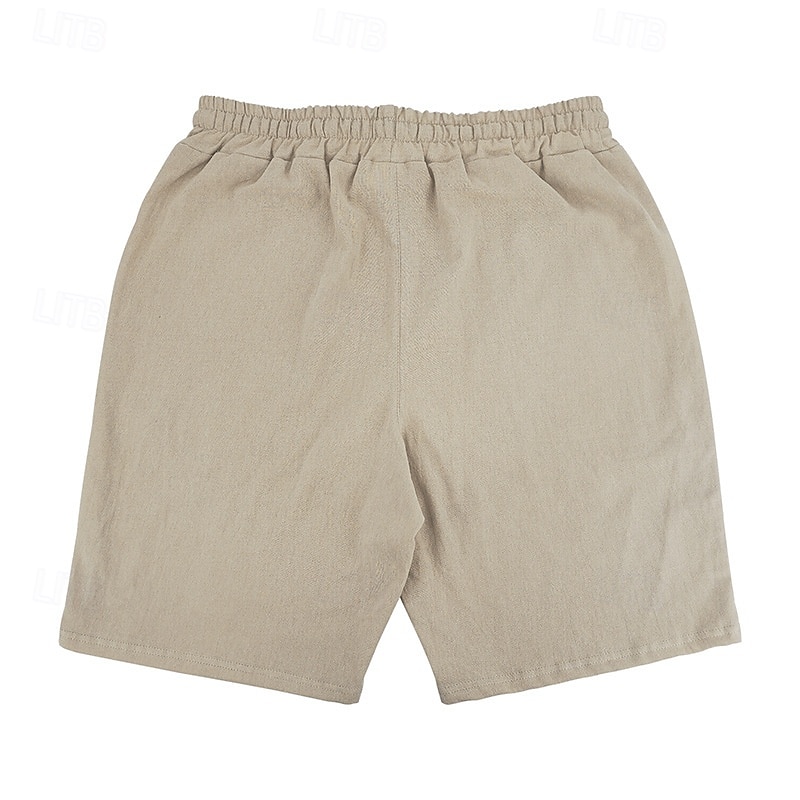 Men's Shorts Linen Shorts Summer Shorts Beach Shorts Drawstring Elastic Waist Buttons Plain Solid Comfort Breathable Knee Length Daily Outdoor Beach Vacation Fashion Black White Inelastic 2026 - $22.99 –P17