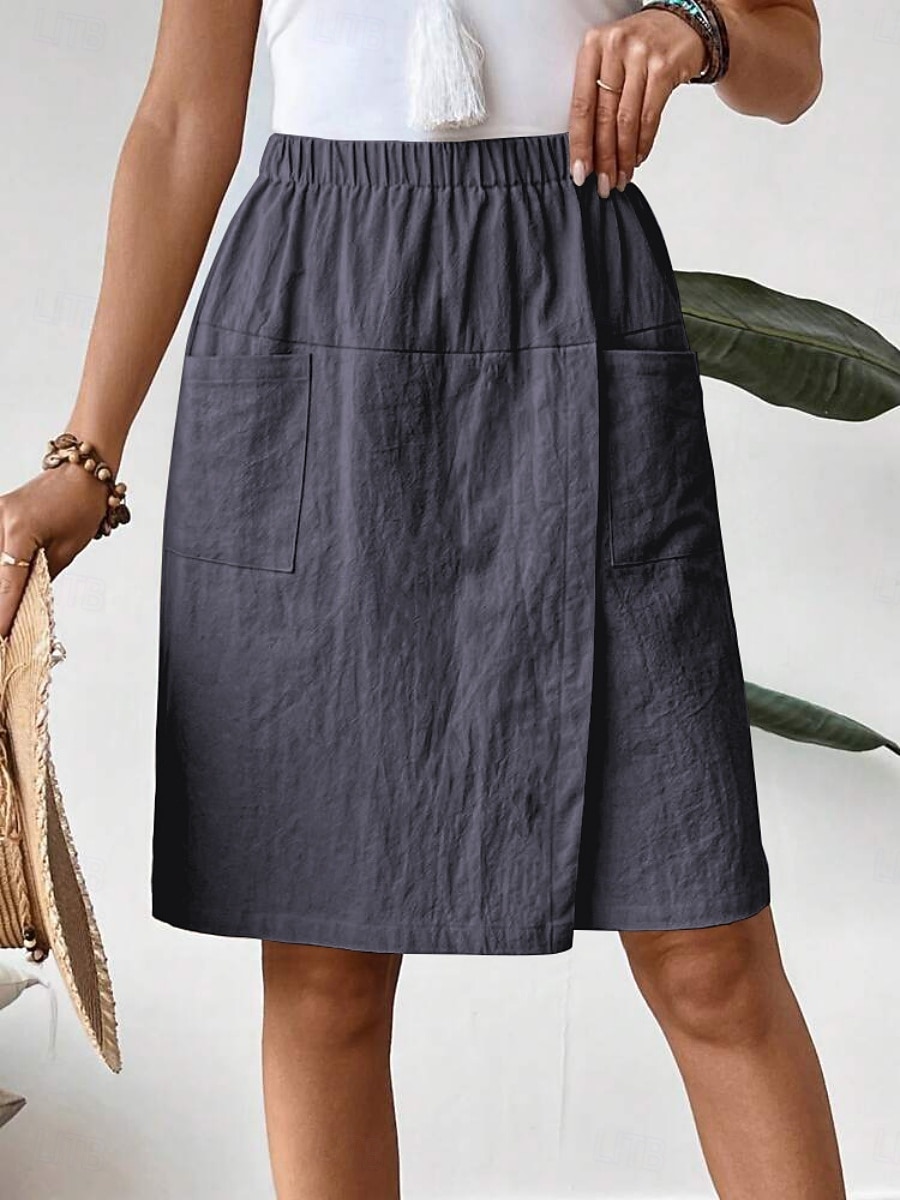 Γυναικεία Λινό από ψεύτικο βαμβάκι Σορτσάκια Καλοκαιρινό σορτς Διακοπές Μοντέρνα Κομψό στυλ street Μήκος γόνατος Ψηλή Μέση Σκέτο Κορδόνι Τσέπη Ελαστική μέση Άνεση Ικανότητα να αναπνέει Άνετο 2026 - $21.99 –P2