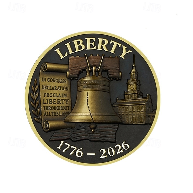 Moneta commemorativa del 250° anniversario degli Stati Uniti che raffigura il giorno dell'indipendenza e la campana della libertà con l'emblema dell'aquila, oggetto da collezione celebrativo. del 2026 a $19.99 –P1