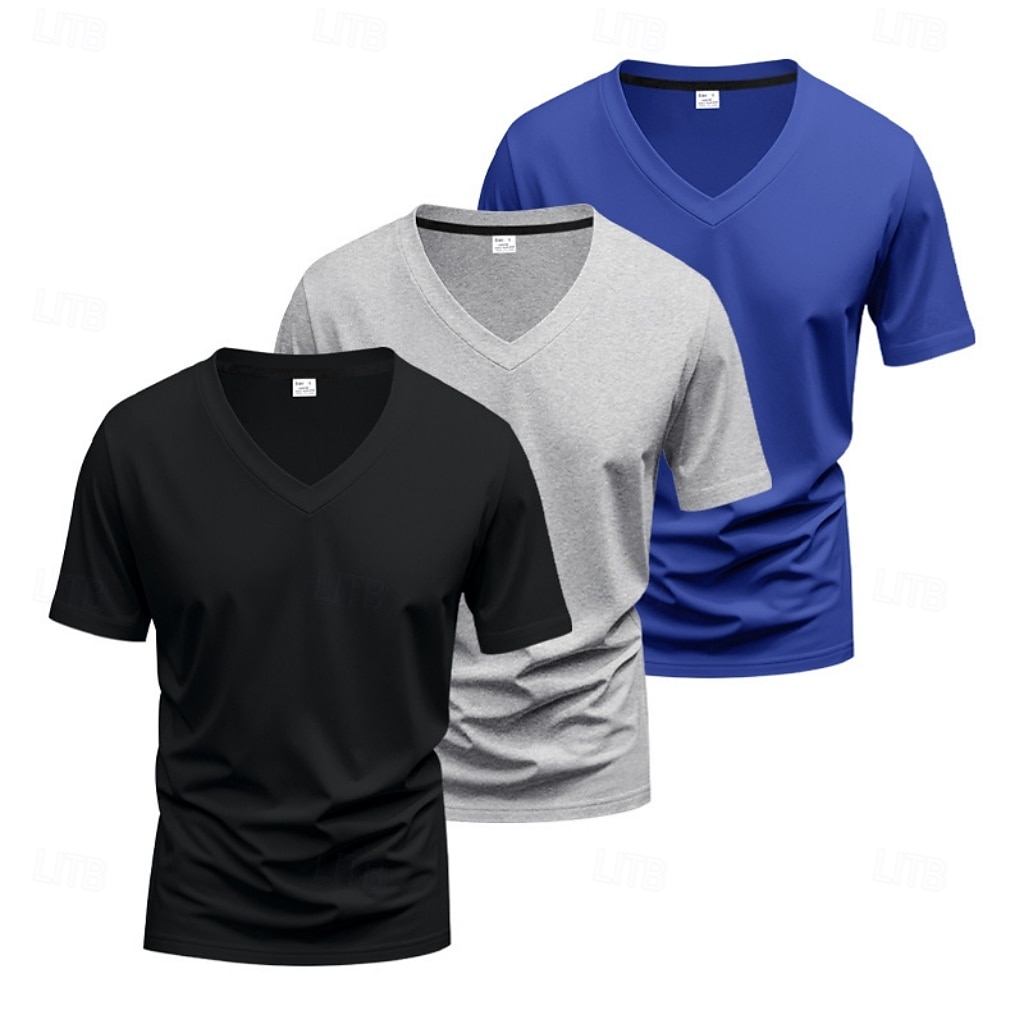 Herr T-shirt T-tröja Kortärmad V-hals Sommar Vår Slät Designer Grundläggande Modernt Modernt 3 st Ledigt Semester Gata 8# 9# 4# Topp t-shirt för män 2026 - $43.99 –P16