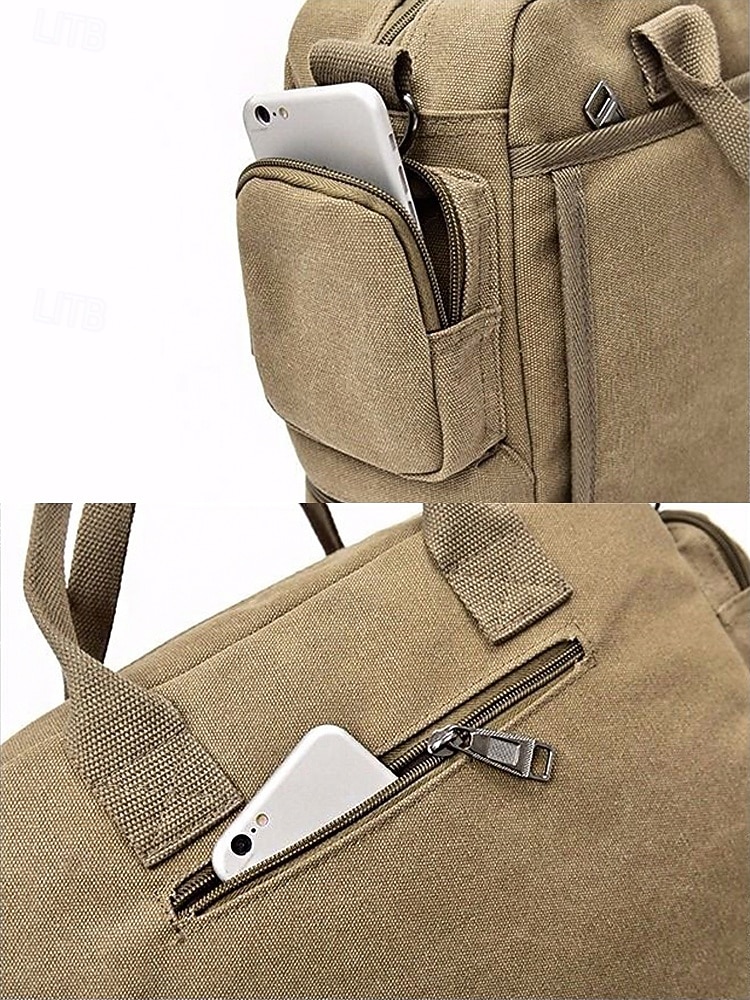 Herentas van canvas met meerdere vakken, geschikt als messenger- of crossbodytas – verstelbare riem, grote inhoud, duurzame stof, ideaal voor dagelijks gebruik, woon-werkverkeer en reizen. 2026 - $32.99 –P12