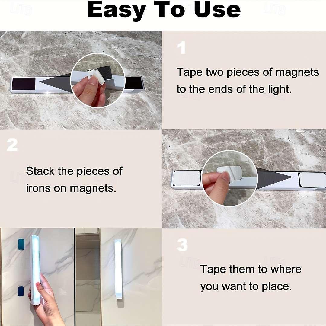 6 Pcs Magnetic Smart Motion Sensor USB Rechargeable Cabinet Lights, 3-Color Dimmable, 3 Lighting Modes, LED Strip Lights for Indoor, Bedroom, Hallway, Bathroom, Cabinets, Staircase, 10/20/30cm 2026 - $23.99 –P5